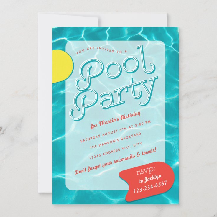 Grown Up Pool Party Invitation | Zazzle