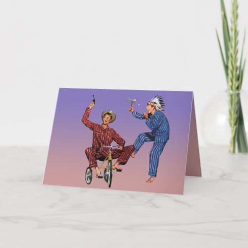 Grownup Cowboy and Indian funny greeting card Card