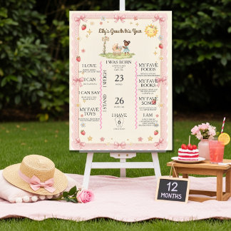 Growth 1st year Black girl Milestone Birth Stats  Foam Board