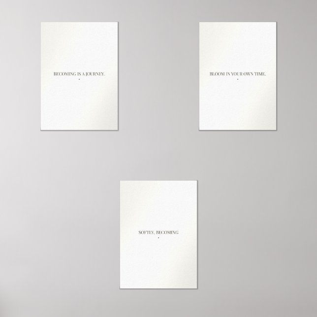 Growth & Becoming Trio – Minimalist Neutral Quote  Wall Art Sets (Front)