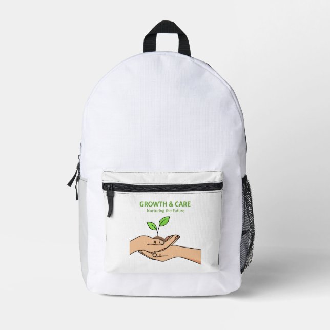 Growth & Care | Nurturing the Future Inspirational Printed Backpack (Front)
