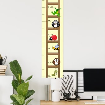 Growth Chart Animals on a Ladder Poster | Zazzle