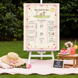 Growth First Year Brunette Milestone Birth Stats  Foam Board