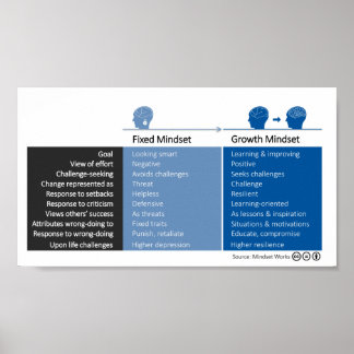 Growth Mindset and Fixed Mindset Behaviors Poster
