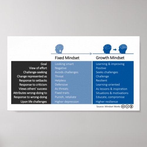 Growth Mindset and Fixed Mindset Behaviors Poster
