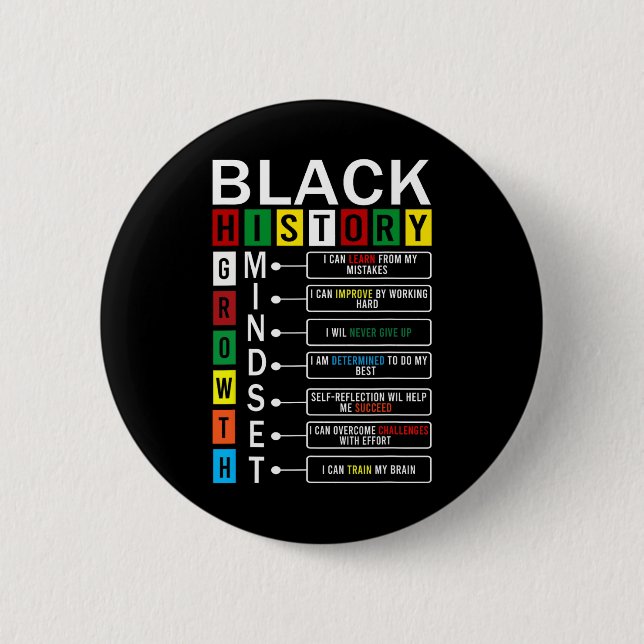 Growth Mindset Definition Cool Black History Month Button (Front)
