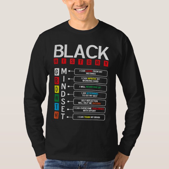 Growth Mindset Definition Cool Black History Month T-Shirt (Front)