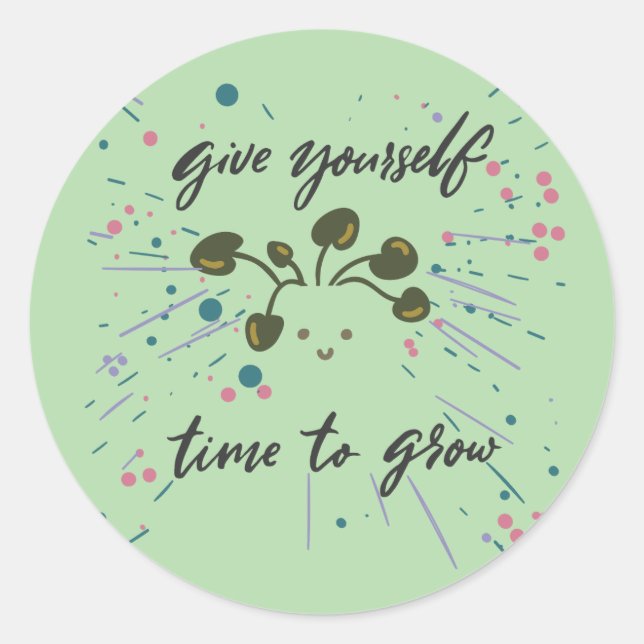 Growth Mindset Inspirational Design  Classic Round Sticker (Front)