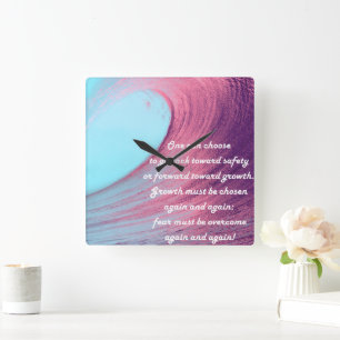 Growth Mindset Quote Square Wall Clock