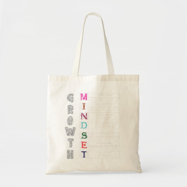 Growth Mindset T-Shirt Classroom Teacher Tote Bag (Front)