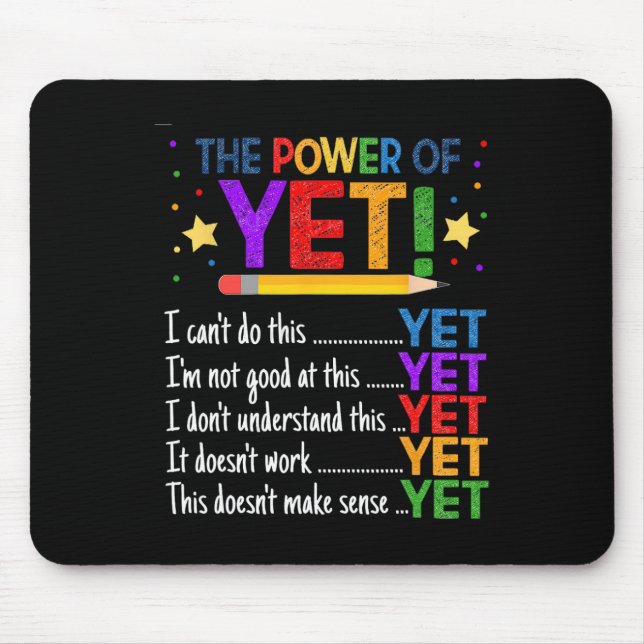 Growth Mindset Teacher Kindness Power Of Yet Inspi Mouse Pad (Front)