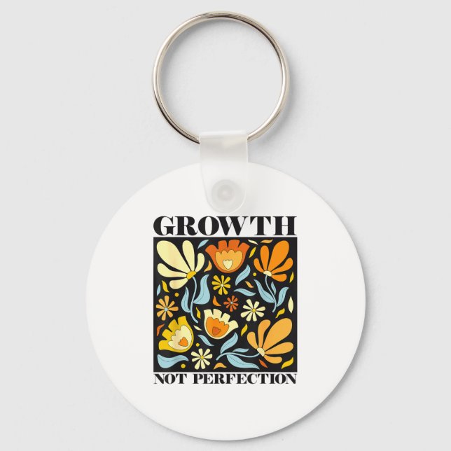 Growth Not Perfection Abstract Florals Sped Teache Keychain (Front)