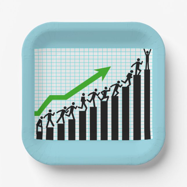 Growth Success Progress Bar Chart Paper Plates (Front)