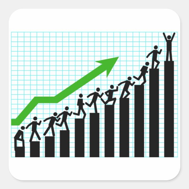 Growth Success Progress Bar Chart Square Sticker (Front)