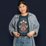 GROWTH TAKES TIME COLORFUL FLOWER VASE T-Shirt<br><div class="desc">Beautiful design featuring a wainbow vase with white flowers and the quote "Growth takes time".</div>