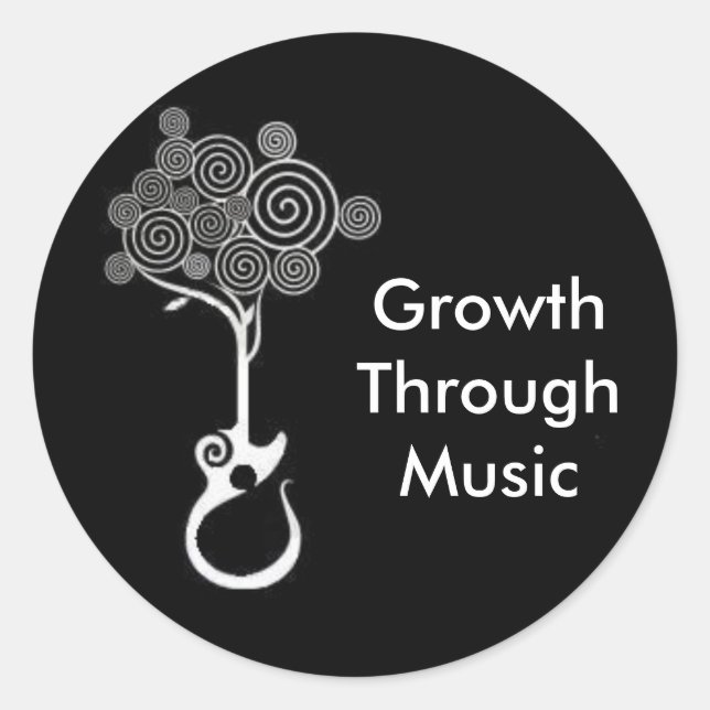Growth Through Music Sticker (Black) (Front)