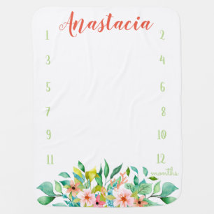 Growth tracker  - Girl Photo-prop milestone Baby Blanket