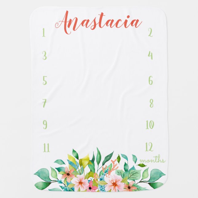 Growth tracker  - Girl Photo-prop milestone Baby Blanket (Front)