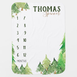 Growth tracker - Milestone - Pine forest milestone Baby Blanket