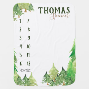 Growth tracker - Milestone - Pine forest milestone Baby Blanket