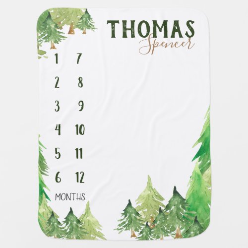 Growth tracker _ Milestone _ Pine forest milestone Baby Blanket