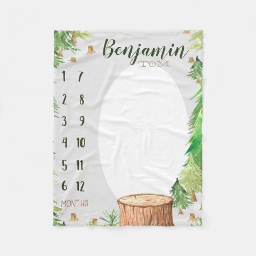 Growth tracker _ Milestone Woodland forest Fleece Blanket