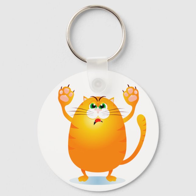 Grr! Funny cartoon cat, keychain (Front)