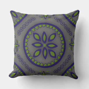Grray Talavera Tile Outdoor Pillow