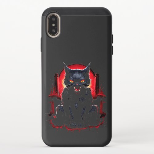 grreat silhouette of a cat with glowing green eyes iPhone XS max slider case