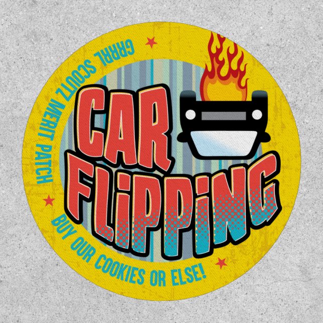 Grrrl Scoutz Merit Patch - Car Flipping (Front)