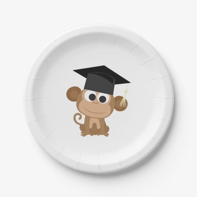 Gruaduation Monkey Paper Plates (Front)