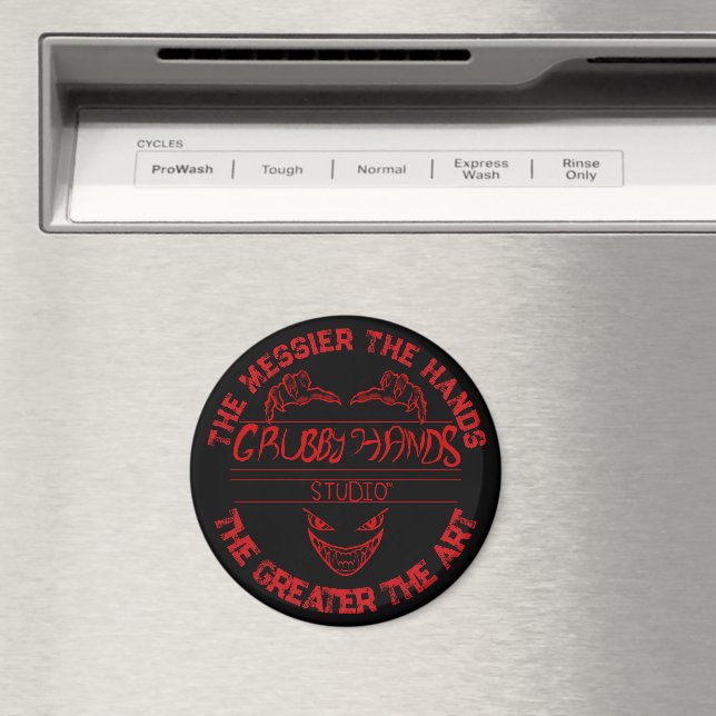 Grubby Hands Studio Logo+Motto Magnet (In Situ (Dishwasher))