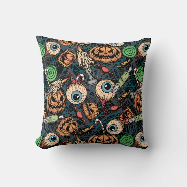 Gruesome Halloween Throw Pillow (Front)