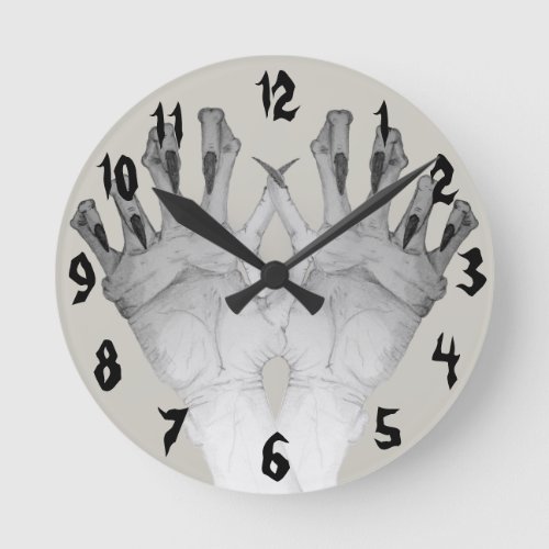 gruesome monster hands scary round clock