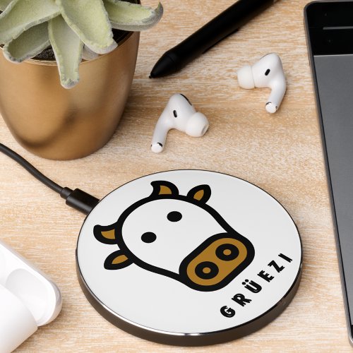  Grezi _ Cute Cow Saying Hi in Swiss German  Wireless Charger