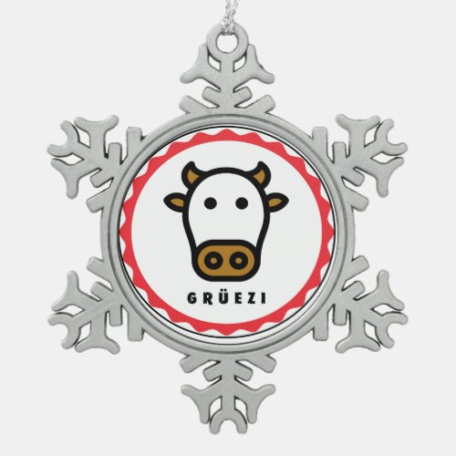 Grezi _ Cute Swiss Cow Snowflake Framed Ornament