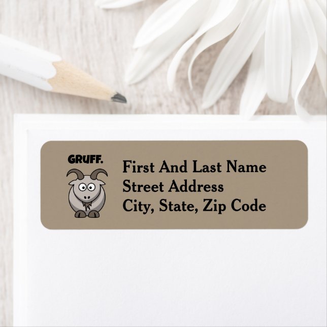 Gruff Gray Goat Funny Fairy Tale Cartoon Label (Insitu)