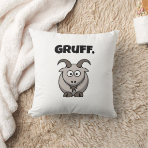 Gruff Gray Goat Funny Fairy Tale Cartoon Throw Pillow