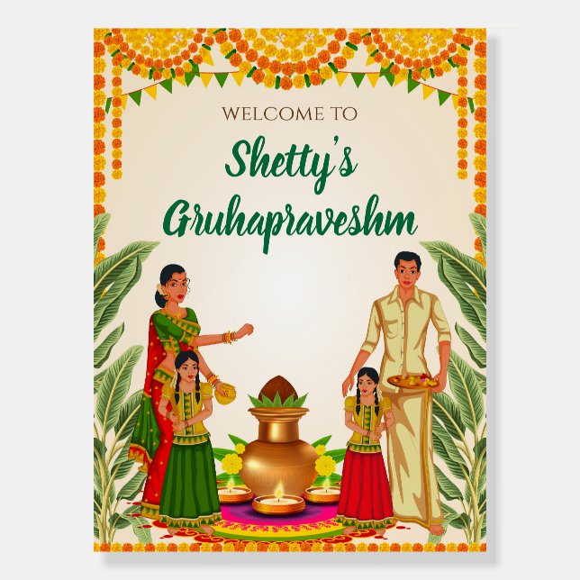 Gruha Pravesham sign & Indian Housewarming poster (Front)
