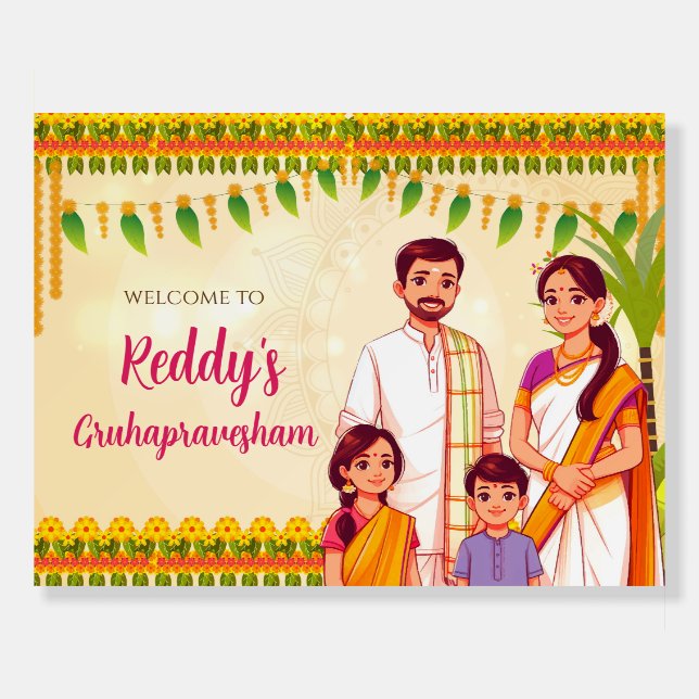 Gruhapravesam signs Indian Housewarming welcome (Front)