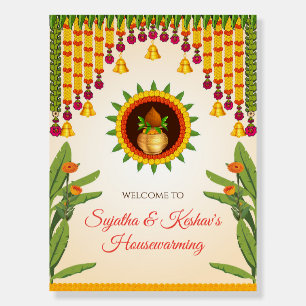 Gruhapravesam welcome sign Indian Housewarming