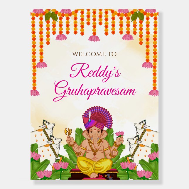 Gruhapravesam Welcome signs Indian Housewarming (Front)