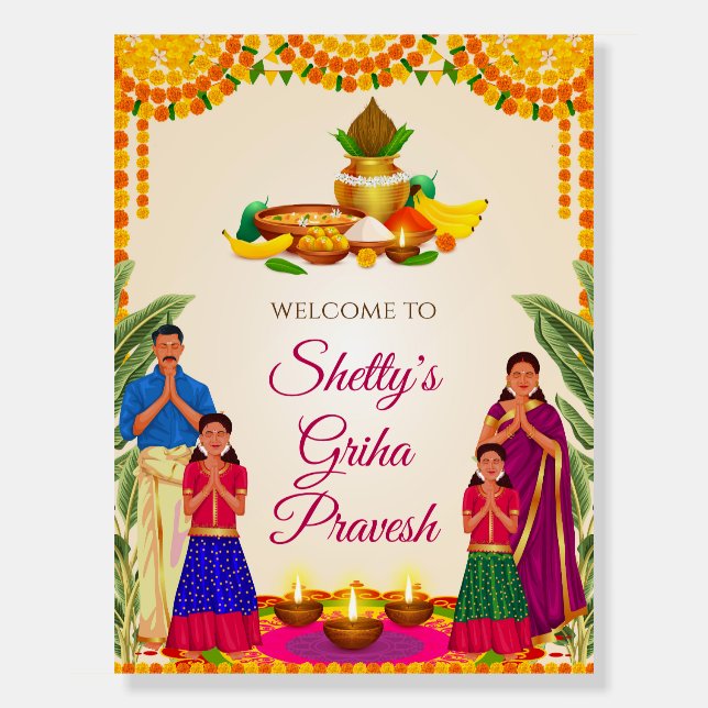 Gruhapravesham sign Indian Housewarming welcome (Front)