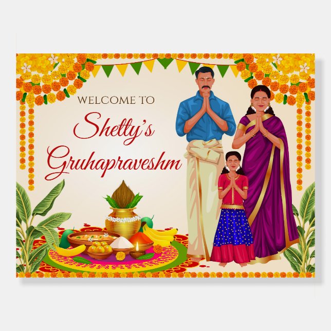 Gruhapravesham welcome sign & Gruha Pravesham sign (Front)