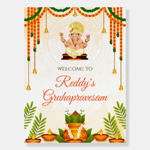 Gruhapravesham Welcome sign Indian Housewarming