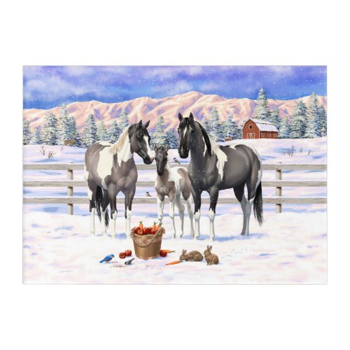 Grulla Pinto Gray Paint Horses on a Winter Farm Acrylic Print