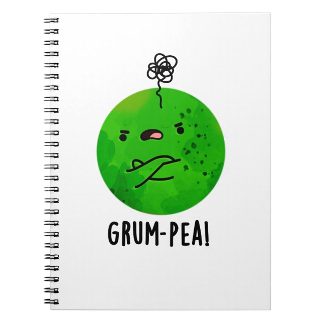 Grum-pea Funny Grumpy Pea Veggie Pun Notebook (Front)