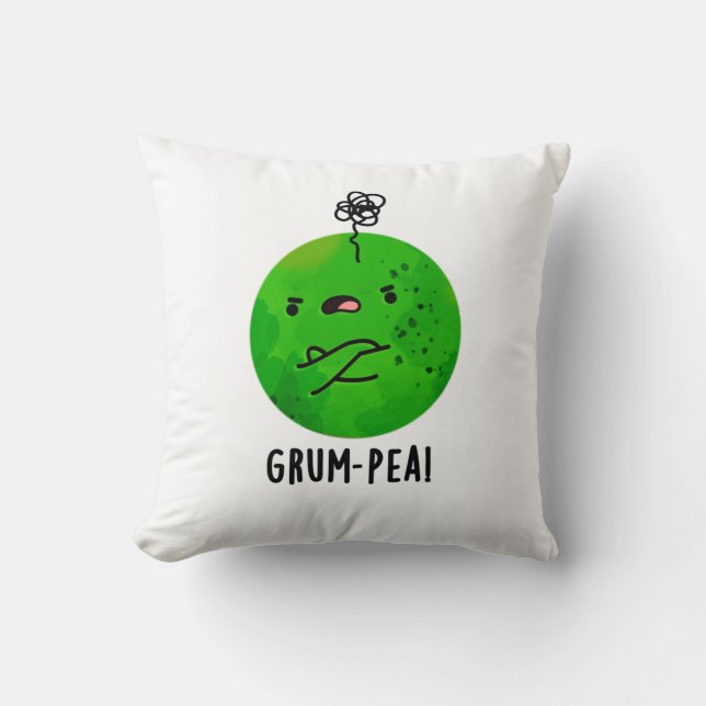 Grum-pea Funny Veggie Pun  Throw Pillow (Front)