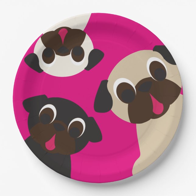 Grumble, Grumble Pug Paper Plate (Front)