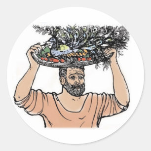 Grumio with peacock classic round sticker